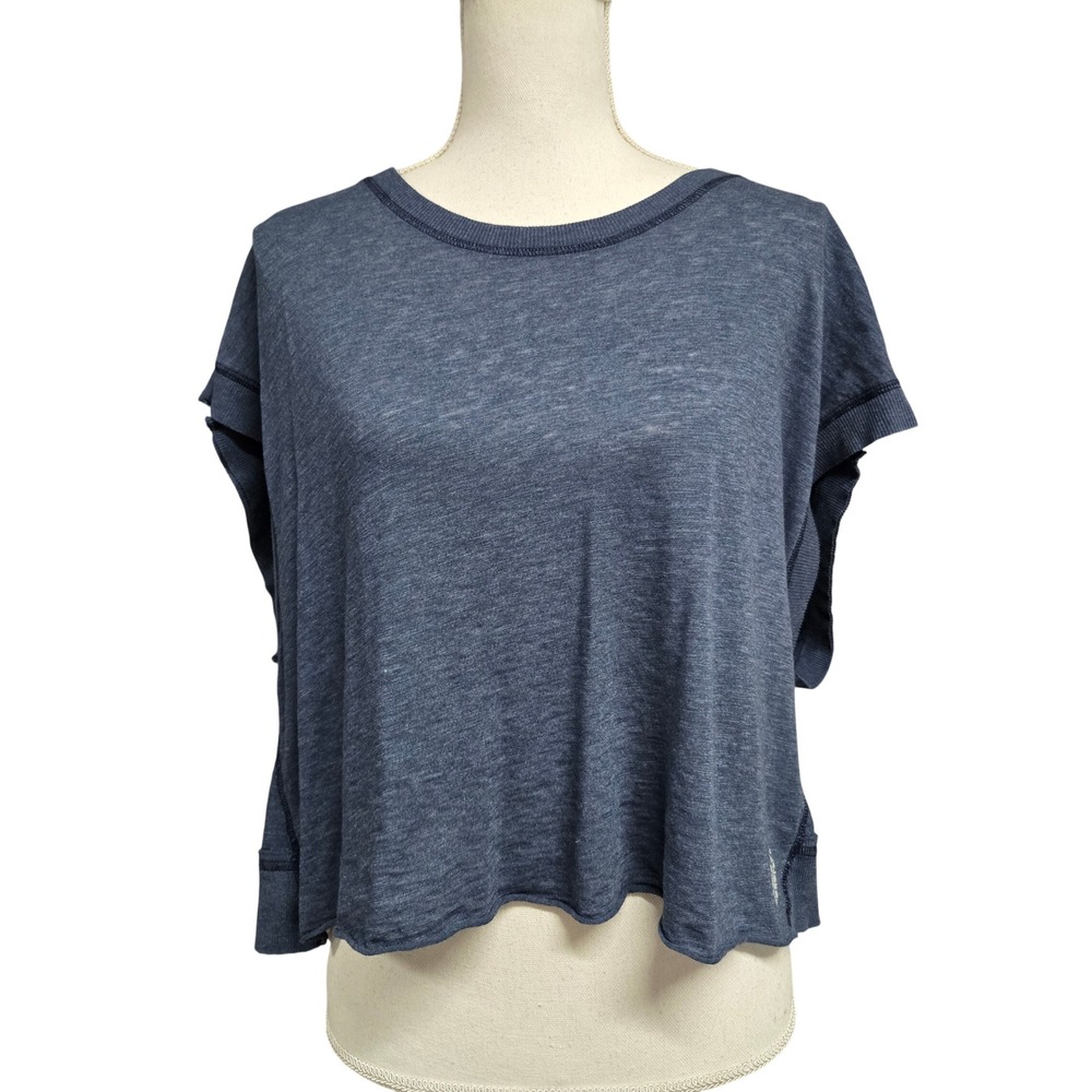 Free People Movement Love Tank Midnight Navy Open Back Crop Top Size XS NWT
